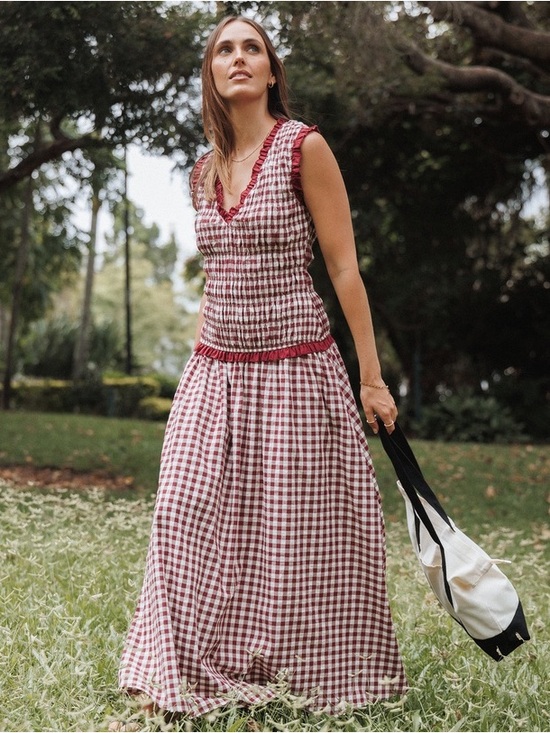 Petal & Pup Dresses & Skirts - Petal & Pup Red and White Gingham Maxi Dress